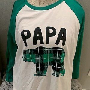 Green plaid Mens Pajamas- PAPA BEAR 2XL  set